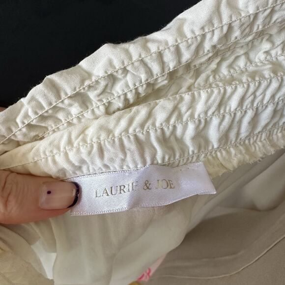 Laurie & Joe Embroidered Off Shoulder Smock Top Silk Tunic Eyelet France - Picture 8 of 10